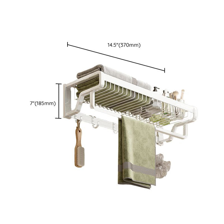 Lisslune | Contemporary bathroom accessory set made of matte stainless steel-aluminum with bathrobe hook/bath shelf