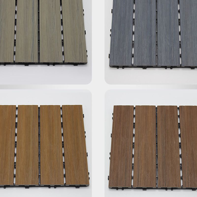 Lisslune | 12" X 12" 4-Slat Square PVC Floor Tiles Snap-Fit Installation Floor Tiles