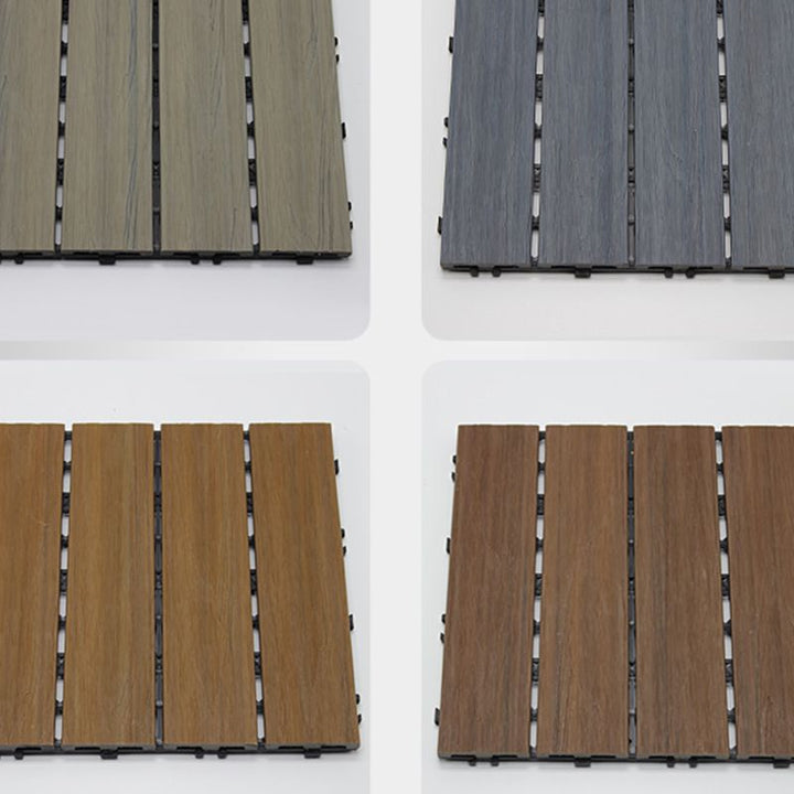 Lisslune | 12" X 12" 4-Slat Square PVC Floor Tiles Snap-Fit Installation Floor Tiles