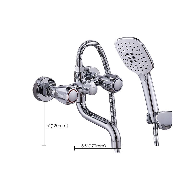 Lisslune | Chrome Bathroom Faucet Trim Wall-mounted Swing Faucet with Hand Shower