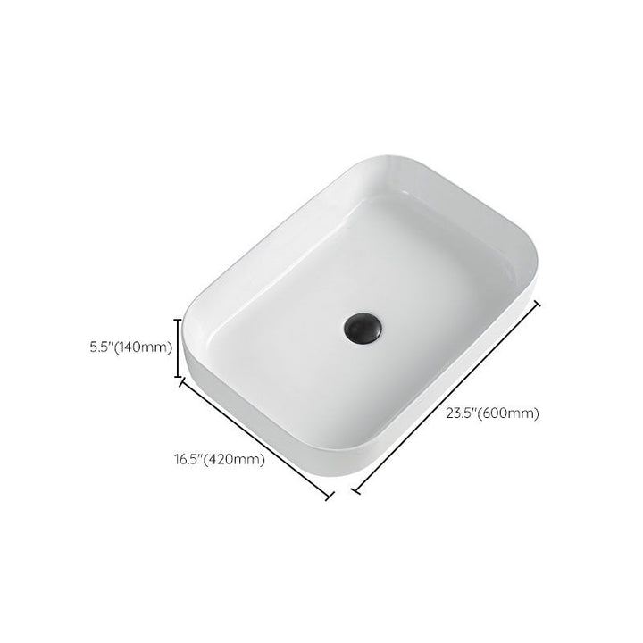 Lisslune | Contemporary Bathroom Sink Porcelain Rectangular Vessel Sink Sink Only