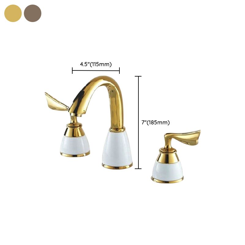 Lisslune | Deck Mounted Roman Tub Faucet Low Arc Bronze Romantic Bathtub Fitting Set