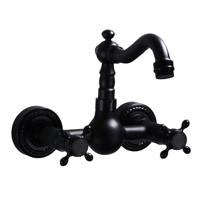 Lisslune | Traditional Wall Mounted Metal Bathtub Filler Low Arc Waterfall Bathroom Faucet