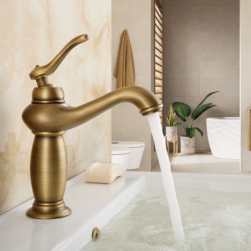 Lisslune | Brass Bathroom Vessel Basin Faucet Single Lever Handle Round Basin Faucet with Water Hose