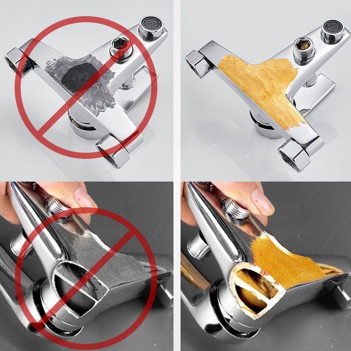 Lisslune | Contemporary Wall Mounted Bathroom Faucet Lever Handles 2-Hole Faucet Brass Faucet