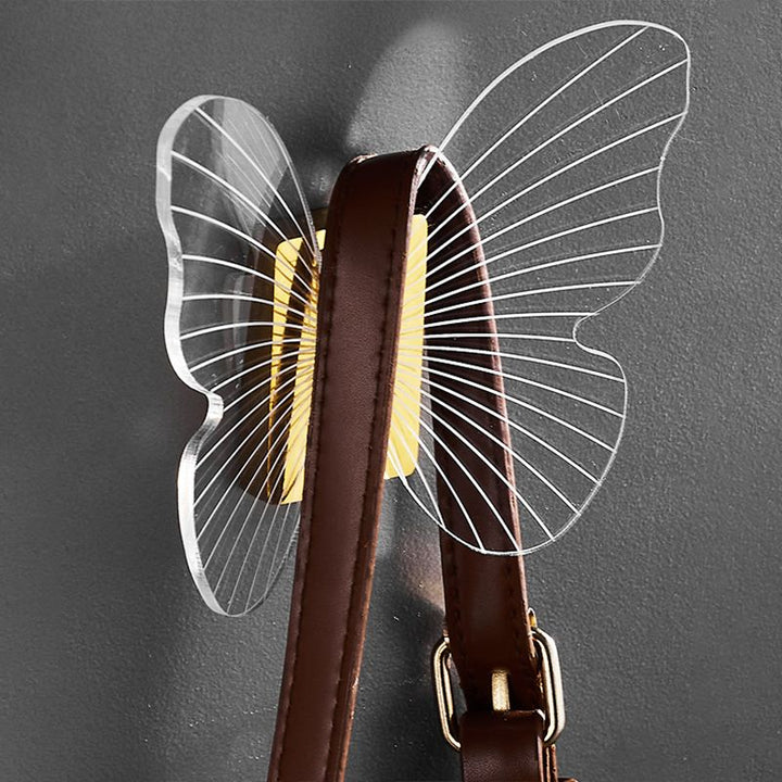 Lisslune | Modern Brass Bathroom Accessory Set Acrylic Butterfly Theme Bathrobe Hooks