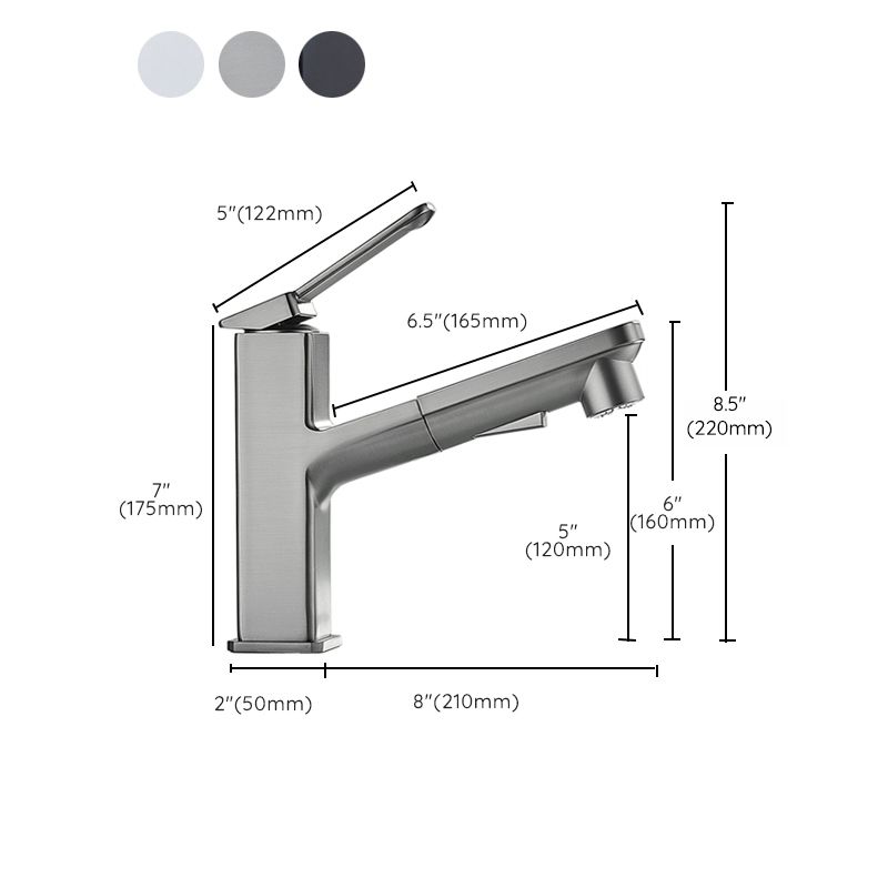 Lisslune | Modern Brass Faucet Center Mount Bathroom Faucet with Water Hose
