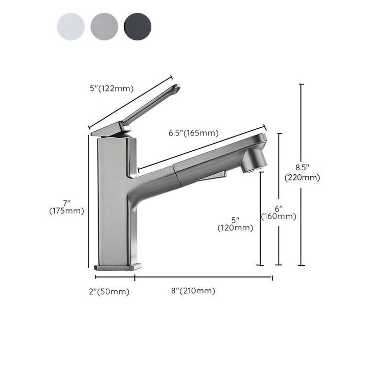 Lisslune | Modern Brass Faucet Center Mount Bathroom Faucet with Water Hose