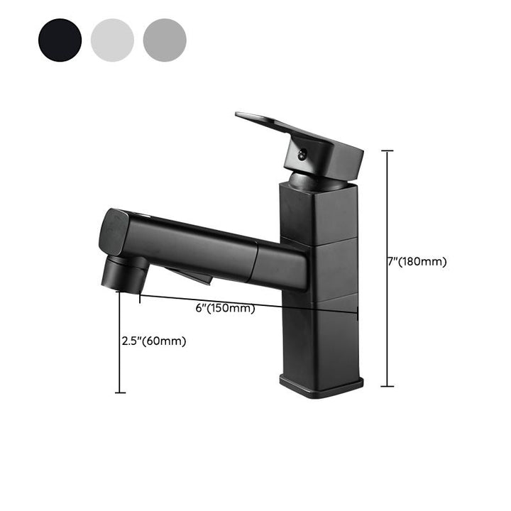 Lisslune | Bathroom faucet with pull-out lever handle single-hole sink faucet