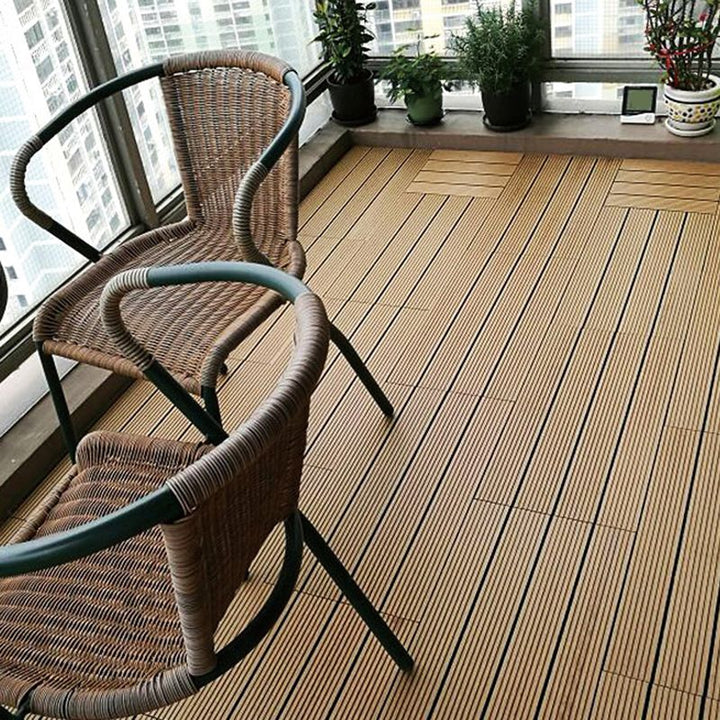 Lisslune | Wire brushed wooden floor tiles Click-Lock engineered wood for patio garden