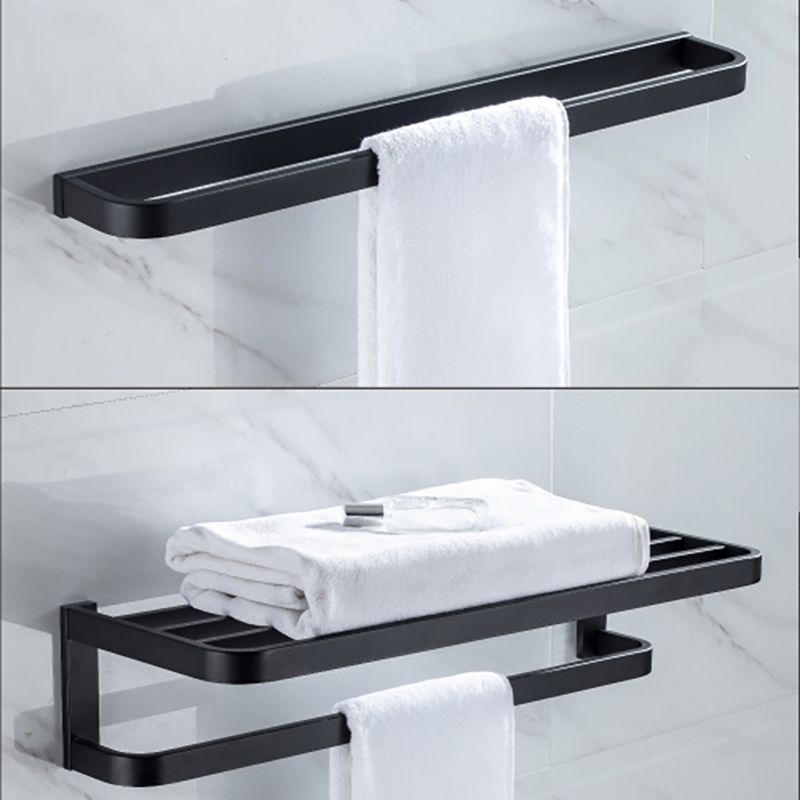 Lisslune | Modern Classic Bath Accessories Set in Matte Black Stainless Steel Bathrobe Hook/Towel Ring Bar