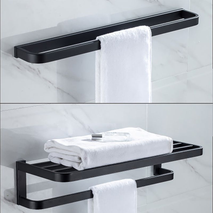 Lisslune | Modern Classic Bath Accessories Set in Matte Black Stainless Steel Bathrobe Hook/Towel Ring Bar
