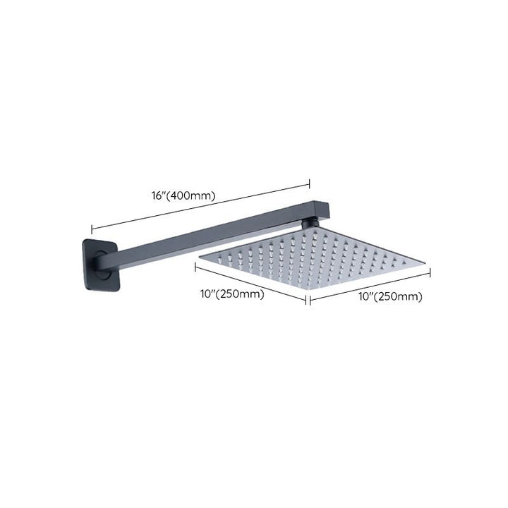 Lisslune | Black Square Fixed Shower Head Modern Style Wall Mounted Shower Head
