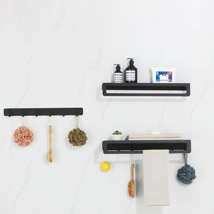Lisslune | 7-piece bathroom hardware set matte black/gray with bath shelf/towel holder/bath towel hooks