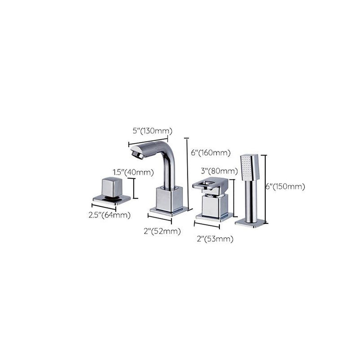Lisslune | Chrome Bath Faucet Trim with Lever Handle Deck Mounted Bathtub Faucet
