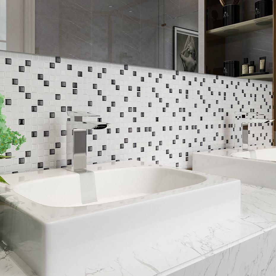 Lisslune | Square Peel & Stick Mosaic Tile Plastic Grid Peel & Stick Mosaic Tile