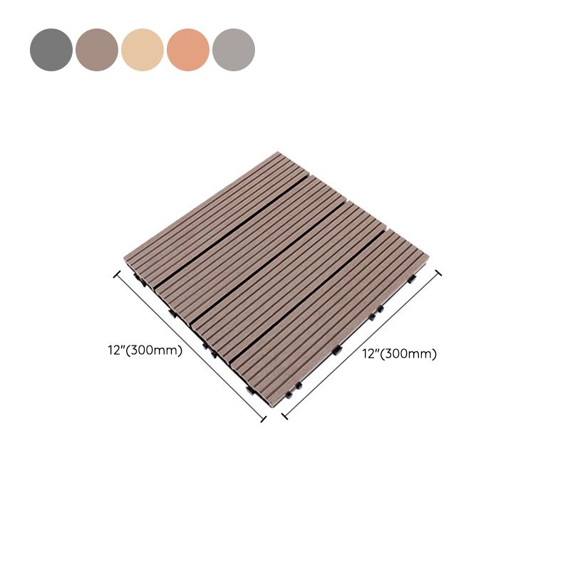 Lisslune | 12" X 12" 4-Slat Square Deck/Patio Floor Tiles Snap Installation Floor Plank Tiles