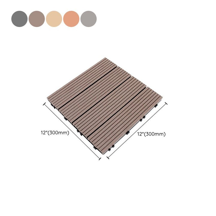 Lisslune | 12" X 12" 4-Slat Square Deck/Patio Floor Tiles Snap Installation Floor Plank Tiles