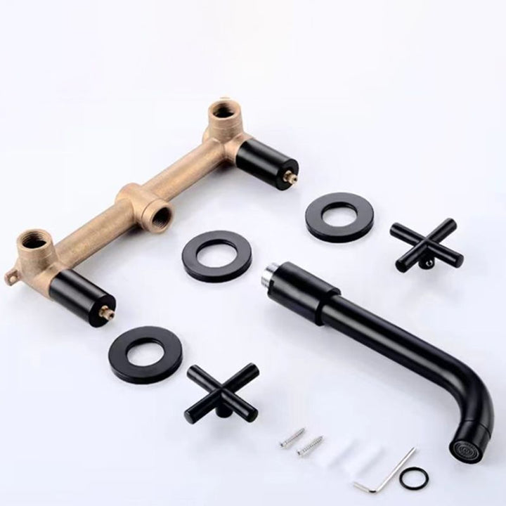 Lisslune | Modern 1 or 2 Handle Bathroom Sink Faucet Round Wall Mounted Bathroom Faucet.