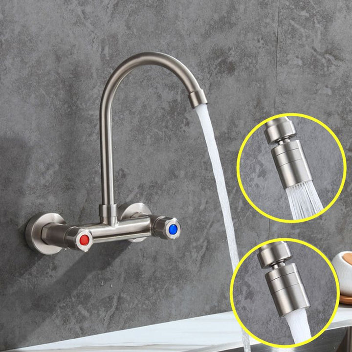 Lisslune | Round 2-Handle Bathroom Faucet Single Hole Wall Mounted Bathroom Faucet