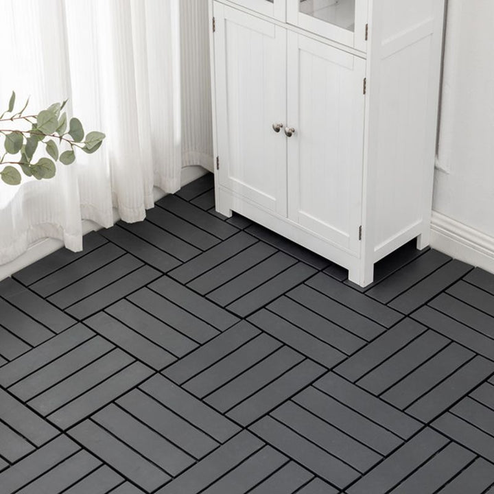 Lisslune | 30 cm X 30 cm 4-Slat Square Deck/Patio Floor Tiles Snap Fit Installation Floor Tiles