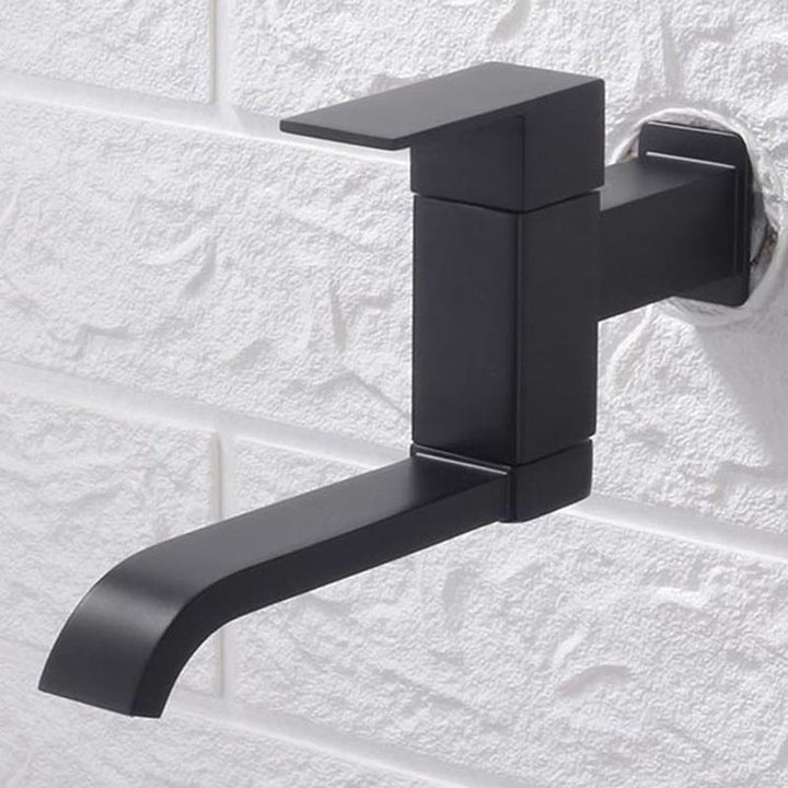 Lisslune | Contemporary Wall Mounted Bathroom Faucet Lever Handles Low Arc Swivel Brass Tap