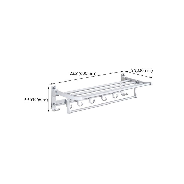 Lisslune | Silver Modern Bathroom Accessory Set with Bath Shelf/Towel Holder & Bathrobe Hook