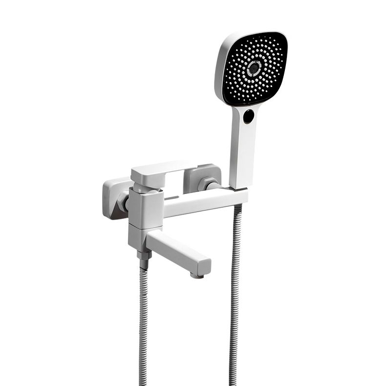 Lisslune | White Bath Water Faucet Trim Single Lever Handle Swivel Spout Wall Mounted Hand Shower Bathtub Filler