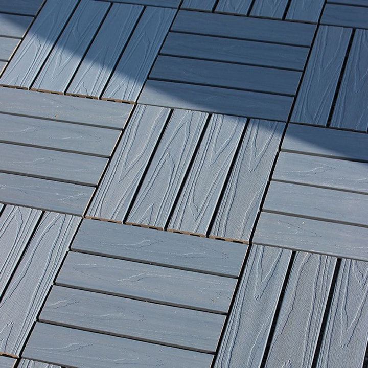 Lisslune | 12" X 12" 4-Slat Square PVC Floor Tiles Snap-Fit Installation Floor Tiles