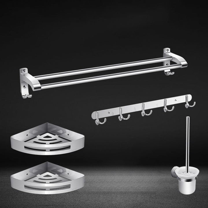 Lisslune | Modern Silver Bathroom Fixtures Set Metal Bathroom Accessories Kit