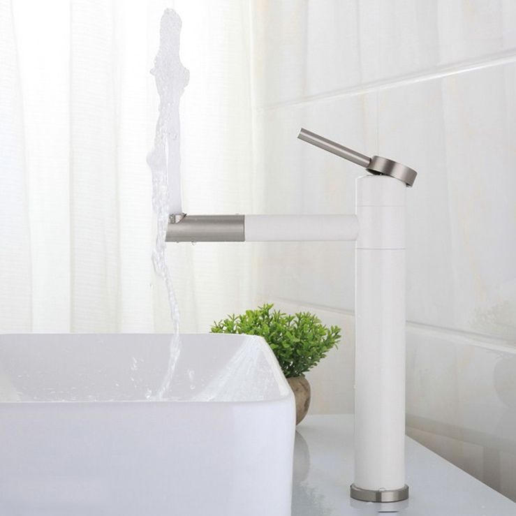 Lisslune | Modern Vessel Sink Faucet Stainless Steel Single Handle Low Arc Pull Down Vessel Faucet