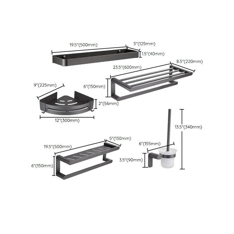 Lisslune | Gray Bathroom Accessory Set Modern Bathroom Accessories Hardware Set