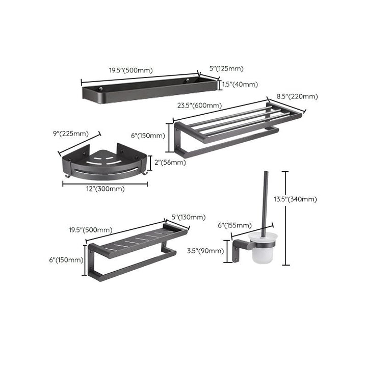 Lisslune | Gray Bathroom Accessory Set Modern Bathroom Accessories Hardware Set
