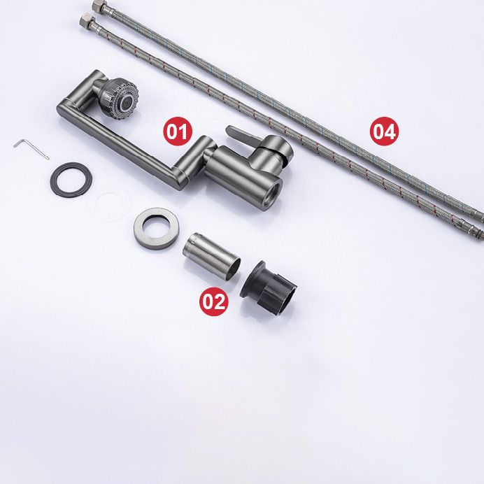 Lisslune | Contemporary Centerset Faucet Lever Handles Low Arc Stainless Steel Faucet