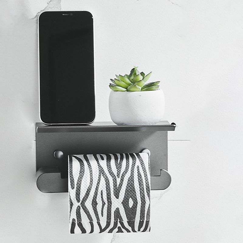 Lisslune | 7-piece bathroom hardware set matte black/gray with bath shelf/towel holder/bath towel hooks