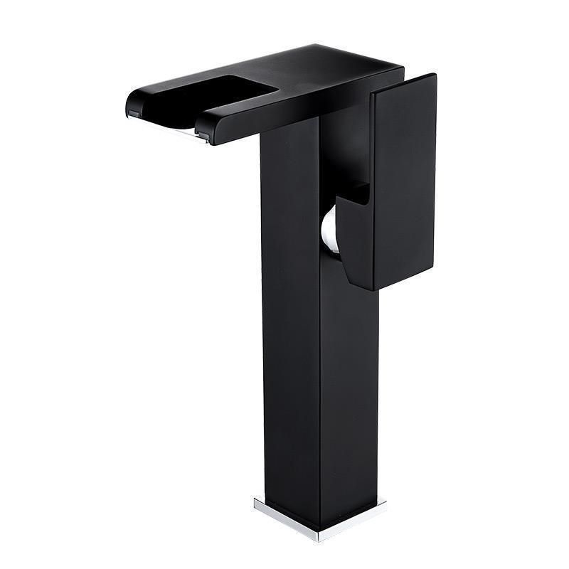 Lisslune | Modern Faucet for Sink Brass Lever Handles LED Waterfall Sink Faucet