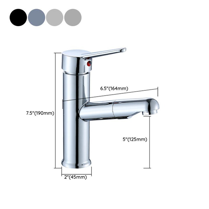 Lisslune | Contemporary Bath Water Faucet Brass Lever Handle Pull-Out Sink Faucet