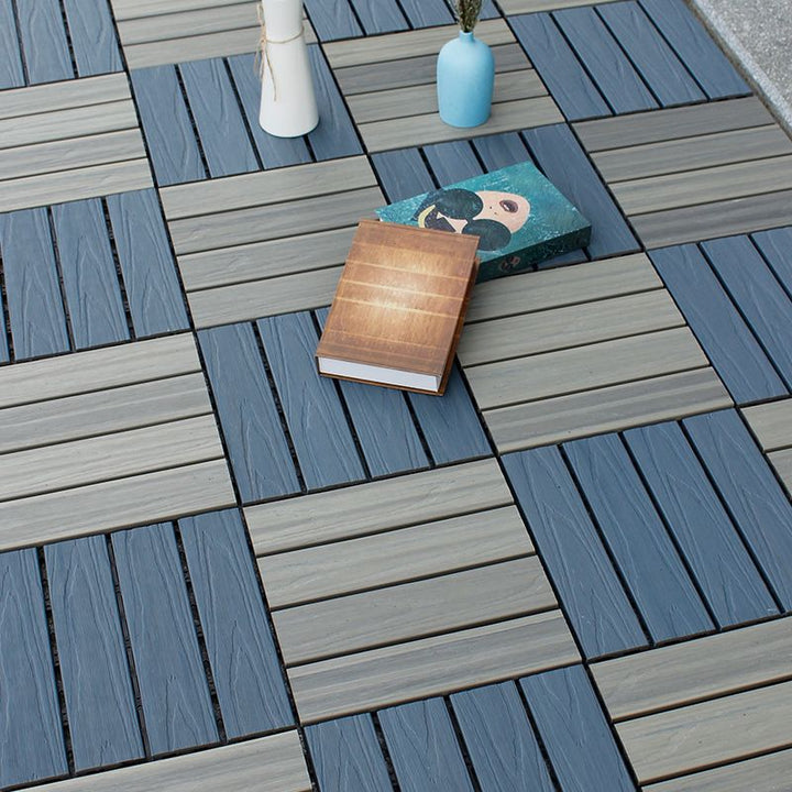 Lisslune | Interlocking composite deck tiles Striped pattern patio tiles