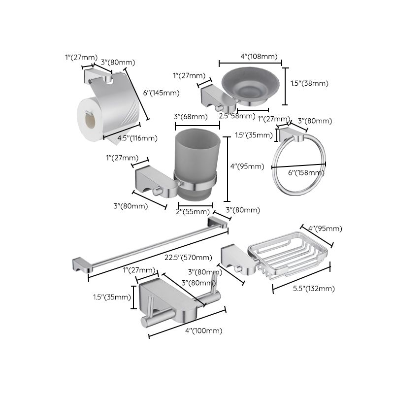 Lisslune | 6-piece chrome bathroom accessory as a single item or as a set with towel ring bar