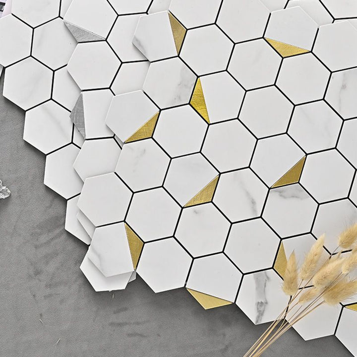 Lisslune | Hexagonal Modern Peel and Stick Tiles Mosaic Tiles Peel and Stick Backdrops
