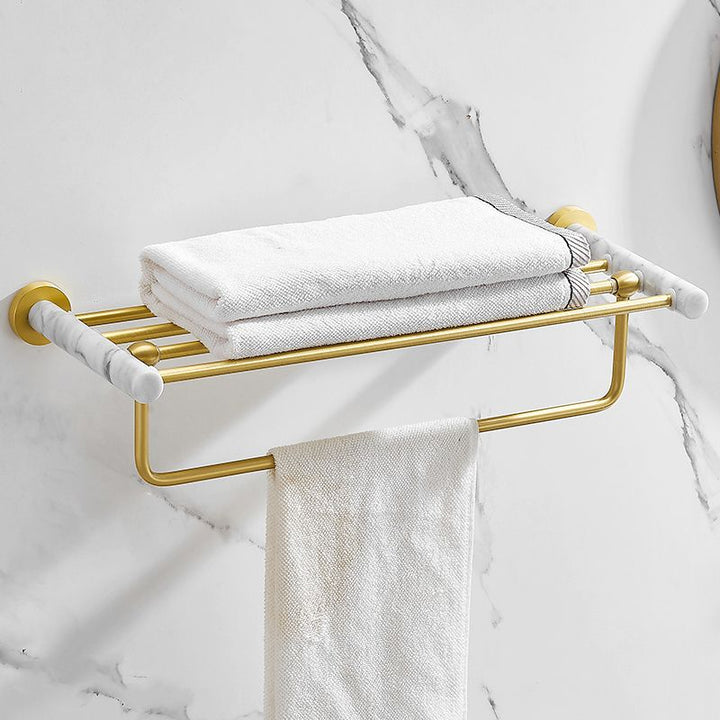 Lisslune | 7-piece bathroom accessory set marble and metal bathroom hardware