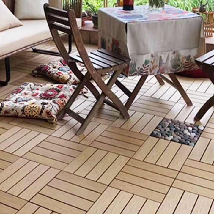 Lisslune | Composite Plank Tiles Striped Pattern Square Deck Flooring Outdoor Patio