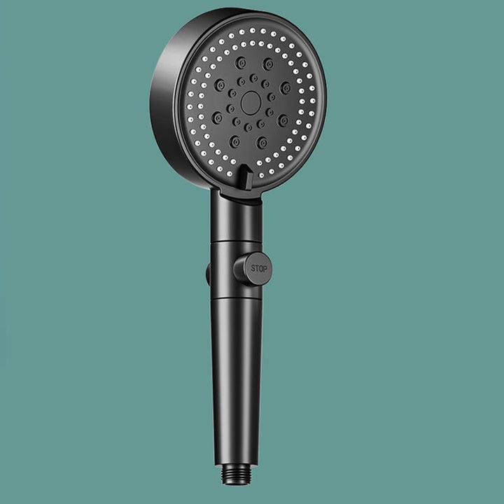 Lisslune | Modern 6 Setting Shower Head Adjustable Spray Pattern Matt Black Round Shower Head