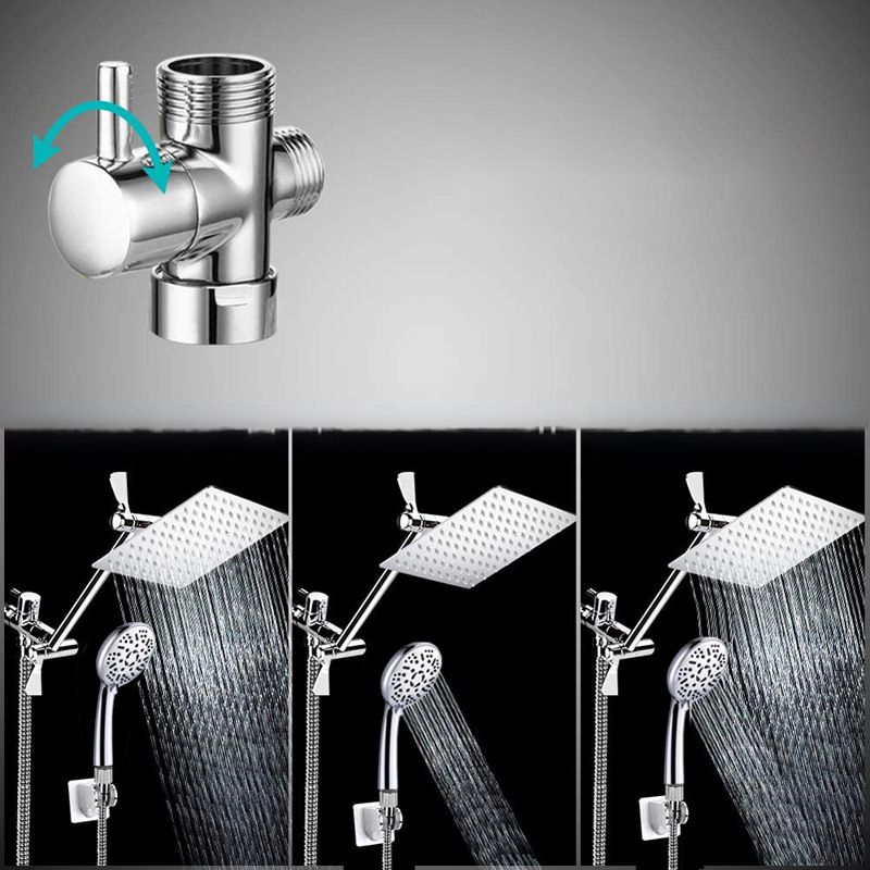 Lisslune | Modern Style Dual Shower Head 9-Spray Silver Wall Mount Shower Head