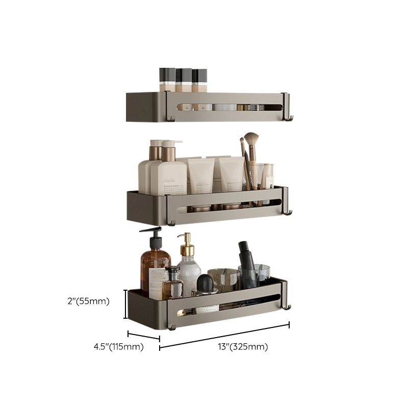 Lisslune | Contemporary Aluminum Bathroom Accessory Set Grey Bath Shelf