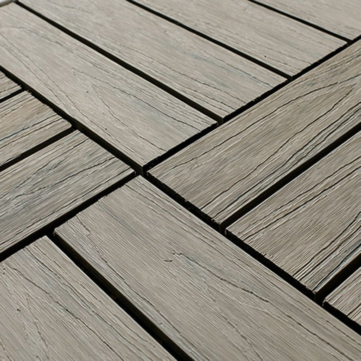Lisslune | Square Patio Tiles Interlocking Striped Pattern Deck Board