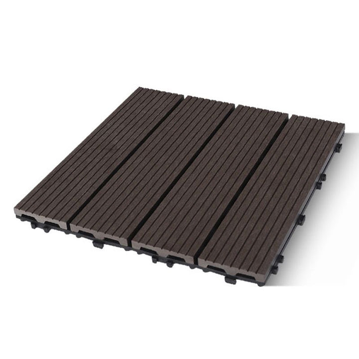 Lisslune | Contemporary Engineered Floor Tile Wire-Brushed Click-Lock Wood Floor for Patio Garden