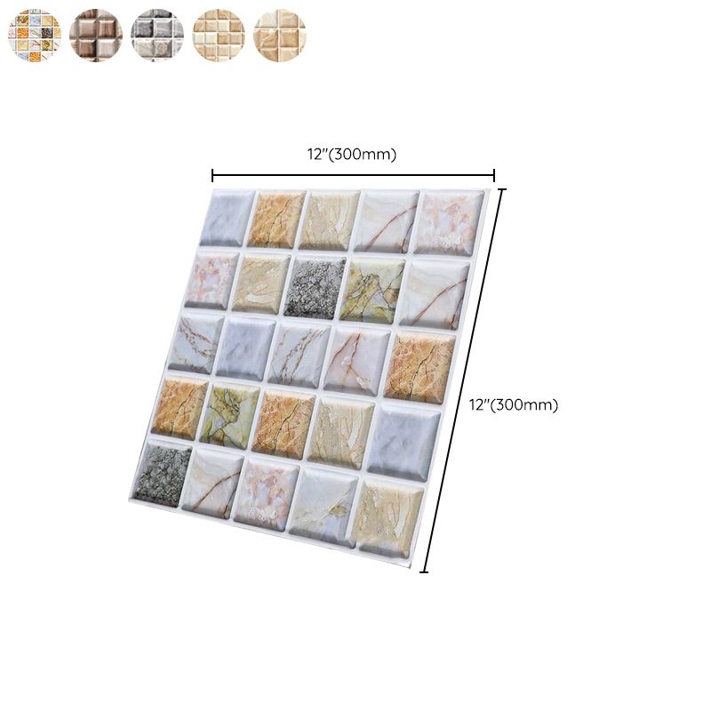 Lisslune | Square Peel and Stick Tile Mosaic Waterproof PVC Peel & Stick Tile for Shower 5-Pack