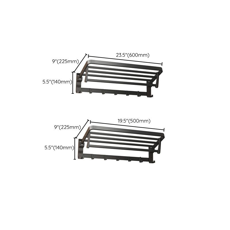 Lisslune | Modern Matte Black Bathroom Accessory Set with Bath Shelf/Towel Hook/Towel Bar