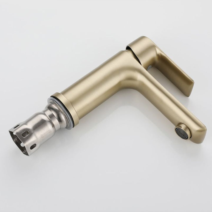 Lisslune | Modern Brass Sink Faucet Single Hole Bathroom Faucet Lever Handle Tap